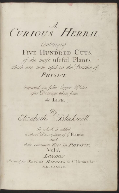 Cover-A Curious Herbal by Elizabeth Blackwell